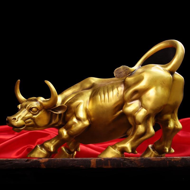 Estatueta Bull Wall Street de Cobre Maciço Banhado a Bronze - Inovallar