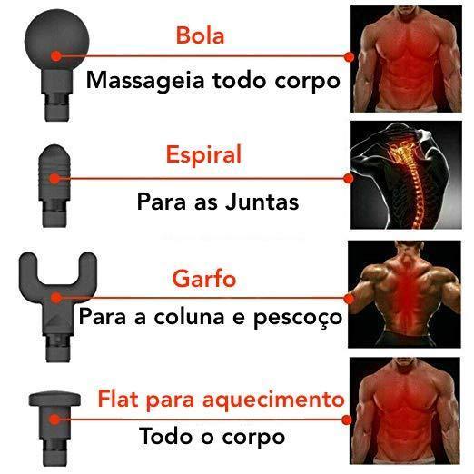 Pistola de Massagem Miofascial + 6 Ponteiras + Maleta - Inovallar